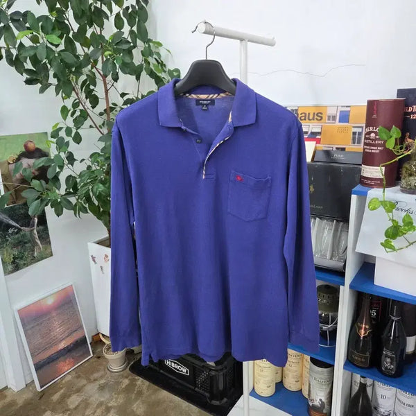 [BUNJANG] Burberry One Pocket Pique Collar Long Sleeve M / 버버리 원포켓 피케 칼라 롱슬리브 M
