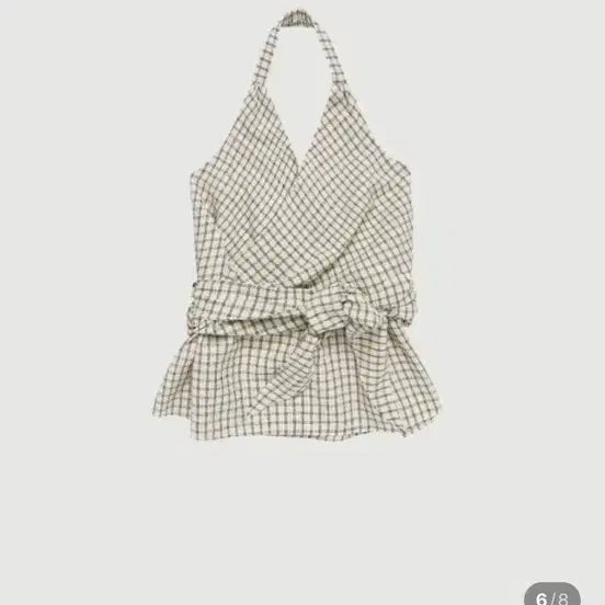 [BUNJANG] A Part Of Mori Check Halter Wrap Blouse Ivory / 어파트오브 모리 체크 홀터 랩 블라우스 아이보리