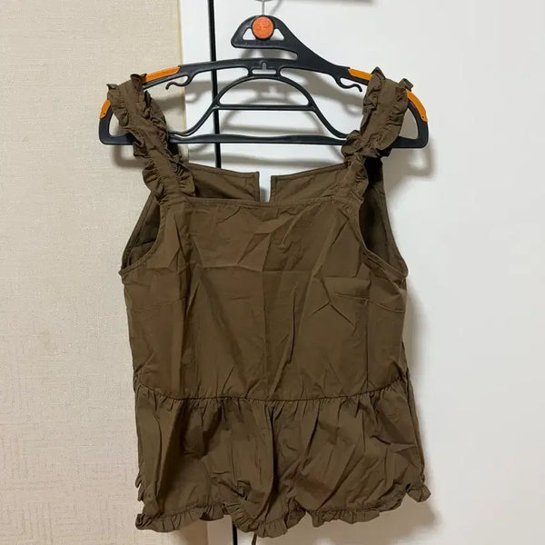 [BUNJANG] Two-Way Frill Bustier Vest - Brown / 투웨이 프릴 뷔스티에 조끼 브라운 새제품