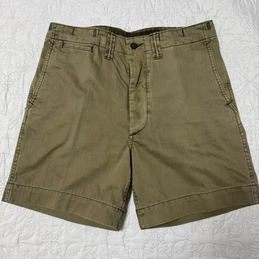 [BUNJANG] RRL Herringbone Twill Officer Shorts Khaki / [30] RRL 헤링본 트윌 오피서 쇼츠