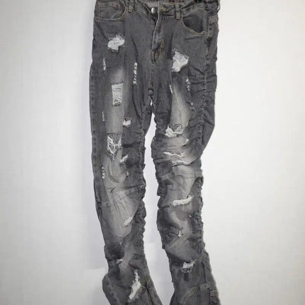 [BUNJANG] Stacked Distressed Denim Jeans / Stacked Distressed Denim