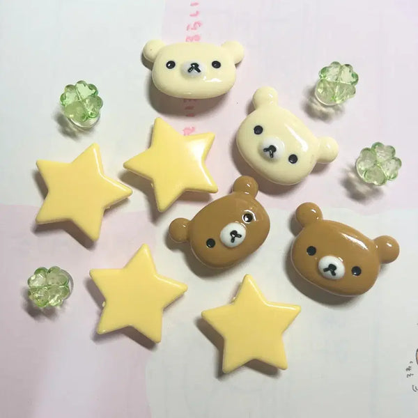 [BUNJANG] Rilakkuma Star Clover Shoe Charms Set (12 Pieces) / 새상품 리락쿠마 별 클로버 신발파츠 12pcs, 신발꾸미기 세트