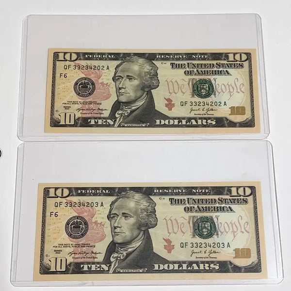 [BUNJANG] USA $10 Banknote Consecutive Pair Uncirculated with Protective Holders / 미국 10달러 지폐 2장 연번 완전 미사용 투명 보호홀더 포함
