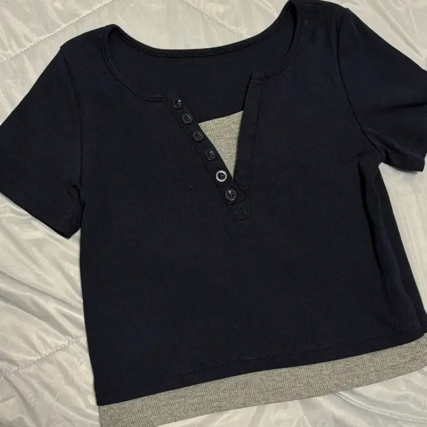 [BUNJANG] Layered Short Sleeve T-Shirt / 레이어드 반팔