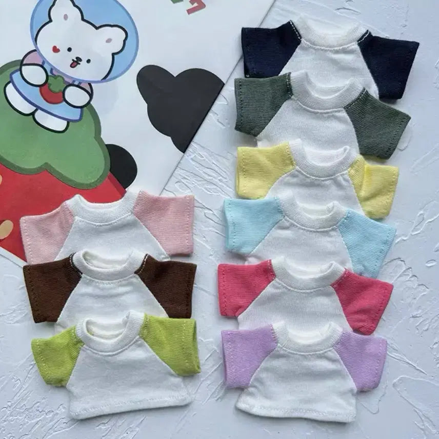 [BUNJANG] Doll Raglan Short Sleeve T-Shirt / 인형래글런반팔티셔츠 컬러배색반팔티인형옷 인형꾸미기
