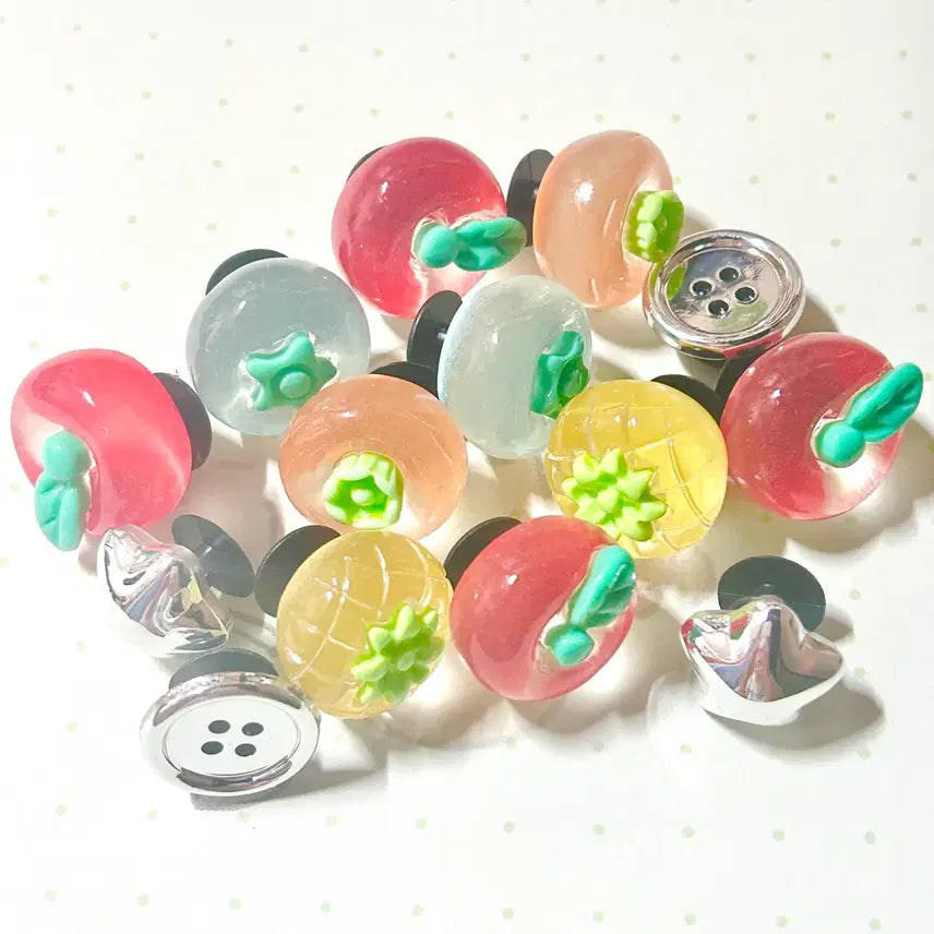 [BUNJANG] 14pcs Fruit Charms Shoe Decoration Set / 새상품 과일 토마토 신발파츠 14pcs, 과일 신발 꾸미기 여름 파츠 14개