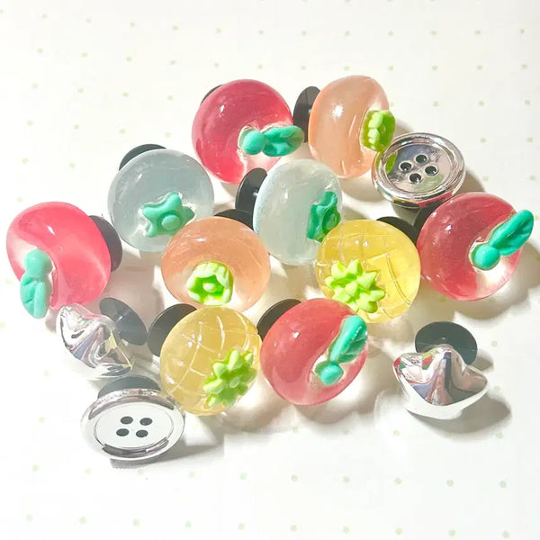 [BUNJANG] 14pcs Fruit Charms Shoe Decoration Set / 새상품 과일 토마토 신발파츠 14pcs, 과일 신발 꾸미기 여름 파츠 14개