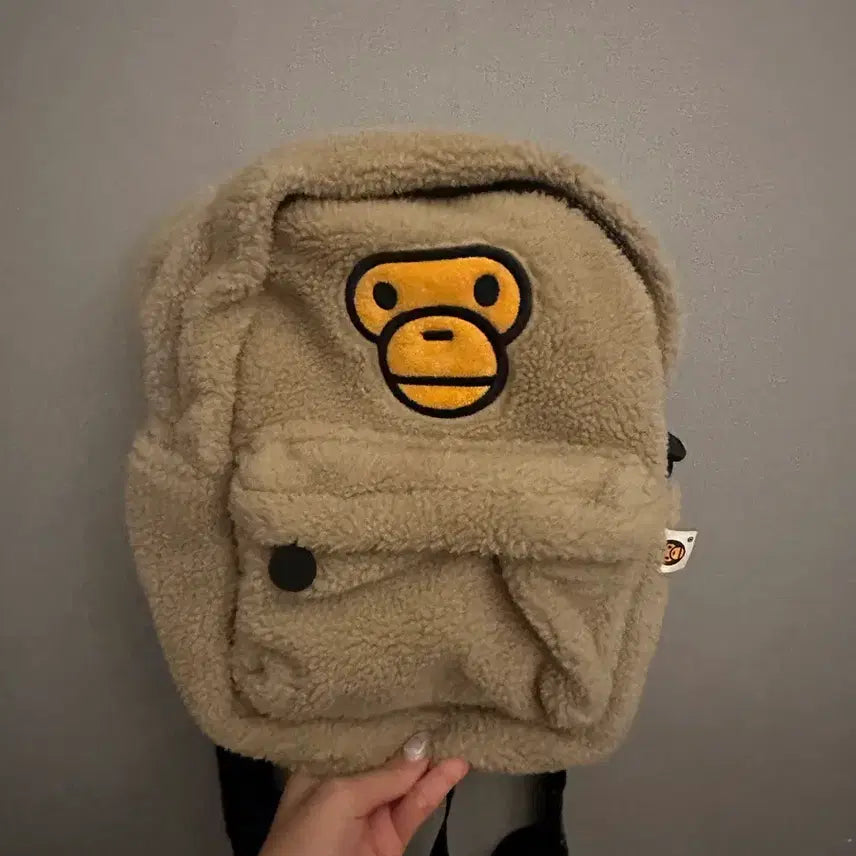[BUNJANG] A Bathing Ape Baby Milo Mini Fur Backpack Beige / 베이프 베이비 마일로 미니 퍼 백팩 베이지