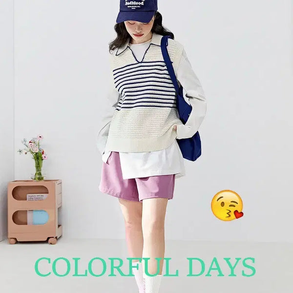 [BUNJANG] KUOSE Color Block Stripe Knit Vest - Size L / 새상품) 쿠오세 KUOSE 배색 스트라이프 니트 카라 베스트 조끼 L사이즈