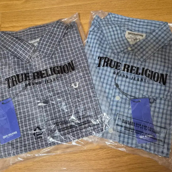 [BUNJANG] True Religion Plaid Shirts (2-Piece Set) - Blue/Grey / (2개셋트)트루릴리젼 체크 남방 블루/그레이