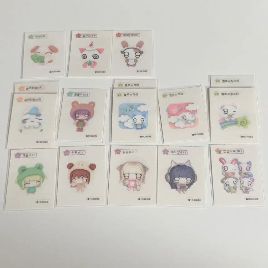 [BUNJANG] HooHooee Sticker Bundle / 후후이 띠부씰 일괄 헤드셋소녀 냥냥소녀 개굴소녀 만두소녀 히든