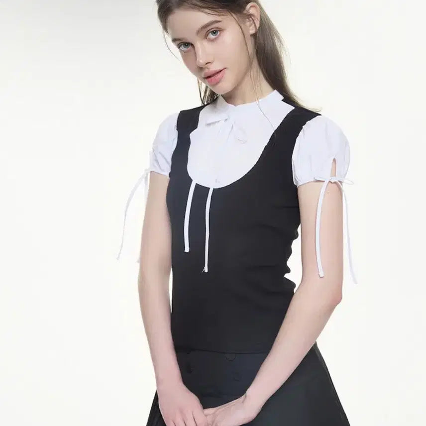 [BUNJANG] Whispery Fairy Prep Layered Tie Blouse / 택달린상품 위스페어리 프렙 레이어드 타이 블라우스 당일배송 디어마이페어리