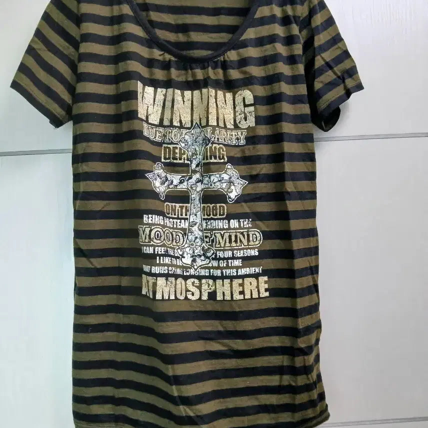 [BUNJANG] Y2K Stripe Short Sleeve T-Shirt / Y2K 스트라이프 크로스 반팔티