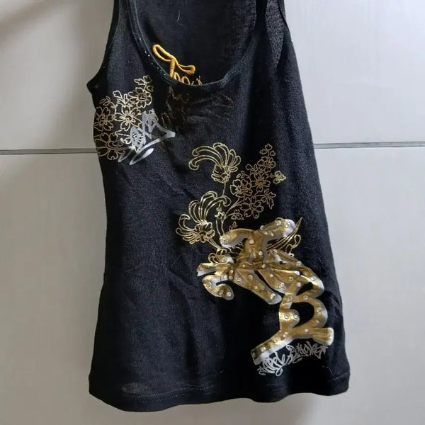 [BUNJANG] Apple Bottom Gold Sleeve T-Shirt / 갸루블랙 골드슬리브