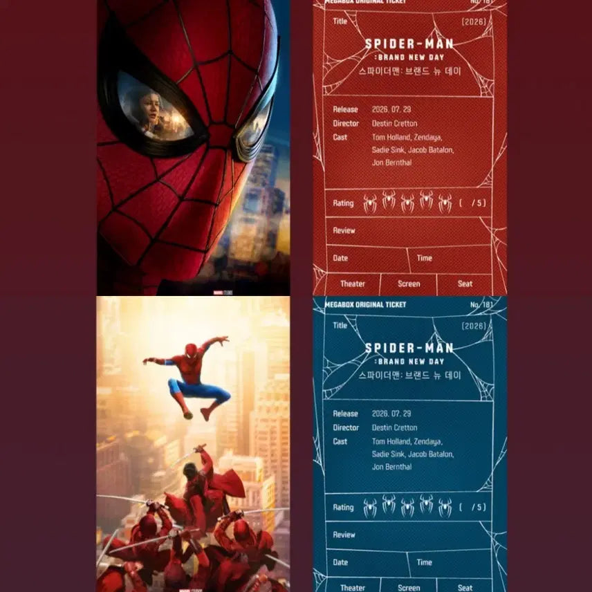 [BUNJANG] Spider-Man: Brand New Day Original Ticket Set A & B / [2종일괄] 스파이더맨 브랜드 뉴 데이 오리지널티켓 오티 A타입 B타입