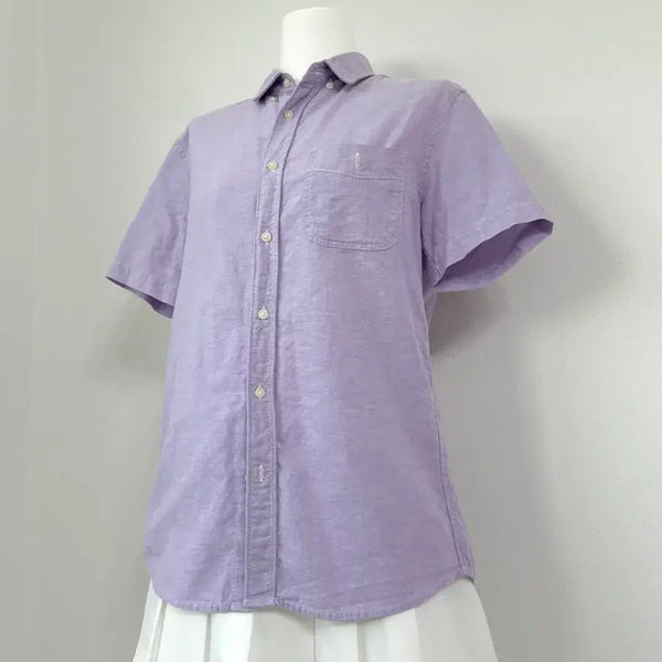 [BUNJANG] Vintage Set: Lavender Short Sleeve Shirt & Pleated Skirt / 라벤더반팔셔츠 교복코디 빈티지세트 보라색옥스포드셔츠 플리츠스커트 마루빈티지 카메빈티지 프레피룩 교복룩 JK 소녀
