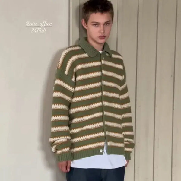 [BUNJANG] STU Office Striped Cardigan (M) / stu office 스트라이프 가디건 m(박보검,우도환착용)