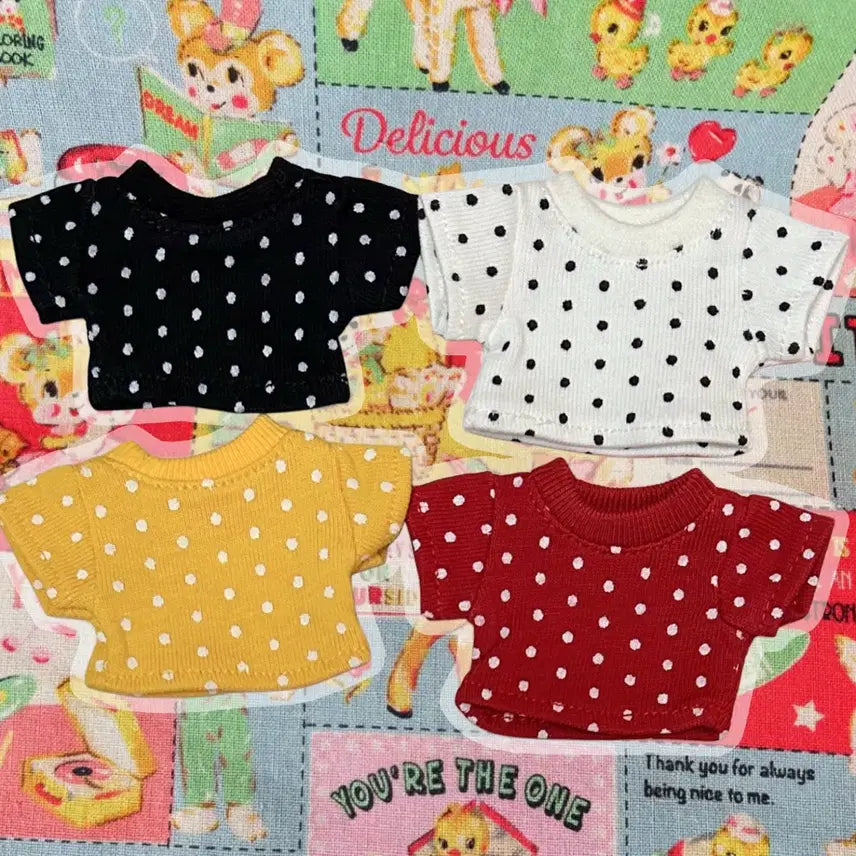 [BUNJANG] Doll Clothes Polka Dot Short-Sleeve T-shirt / 인형땡땡반팔티셔츠 도트반팔티인형옷 인형꾸미기