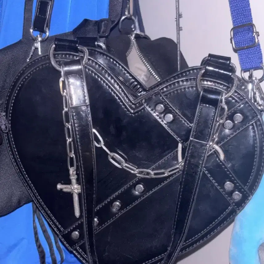 [BUNJANG] Jirai Kei Heart Chain Shoulder Bag / 지뢰계 하트 체인 숄더백 양지뢰