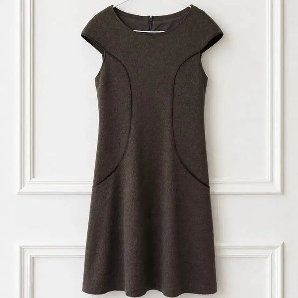 [BUNJANG] French Handmade Vintage Wool A-Line Dress / 프랑스 핸드메이드 빈티지 입체 절개 A라인 울 원피스