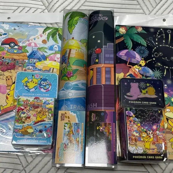 [BUNJANG] Pokemon Chilling Beach & Fireworks Supply Set Bundle / 포켓몬 칠링비치 불꽃놀이 서플라이 세트 느긋느긋 바캉스 플레이매트 컬렉션 파일 부산팝업
