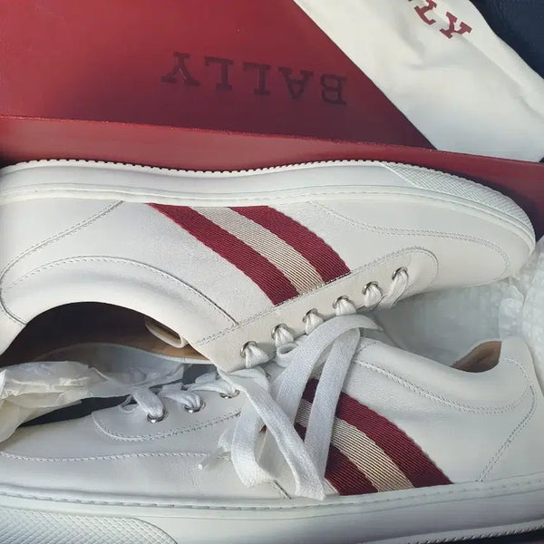 [BUNJANG] Bally Men's Sneakers White Signature Stripe / 새상품 발리 남성 스니커즈