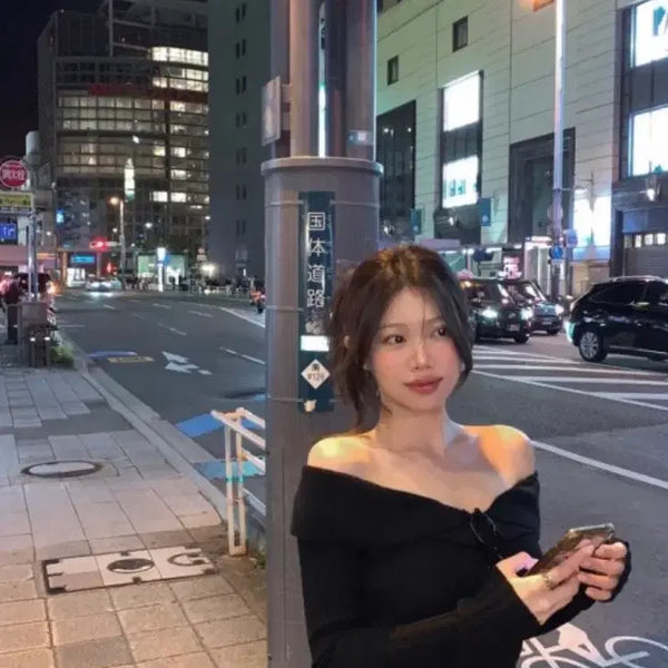 [BUNJANG] ONT Kara Knit Top Black / 온트 카라 니트 탑 블랙