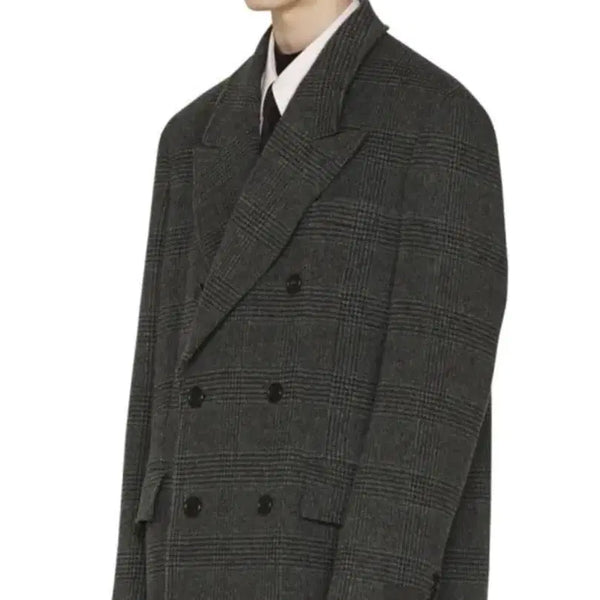 [BUNJANG] Mngu Breasted Check Coat / Mngu 브레스티드 체크 코트