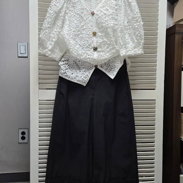 [BUNJANG] DKNY Summer Wide Leg Pants (Hemmed) / DKNY 바스락?여름 와이드바지 ( 밑단 수선)