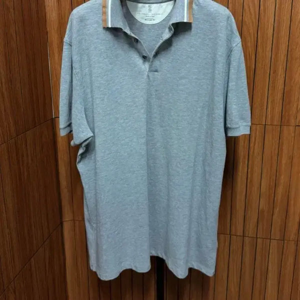 [BUNJANG] Brunello Cucinelli Polo T-Shirt Grey Size 56 / 브루넬로 쿠치넬리 폴로 티셔츠 그레이 56
