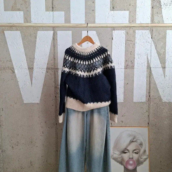 [BUNJANG] Vintage Pattern Knit Sweater / 행사5)빈티지 패턴 니트 스웨터