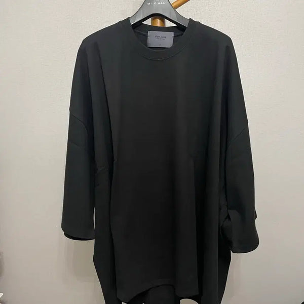 [BUNJANG] Namjeongne Meteor Black Oversized 7/8 Sleeve Sweatshirt (New) / 남정네 메테오 블랙 오버핏 맨투맨 7부 (새상품)