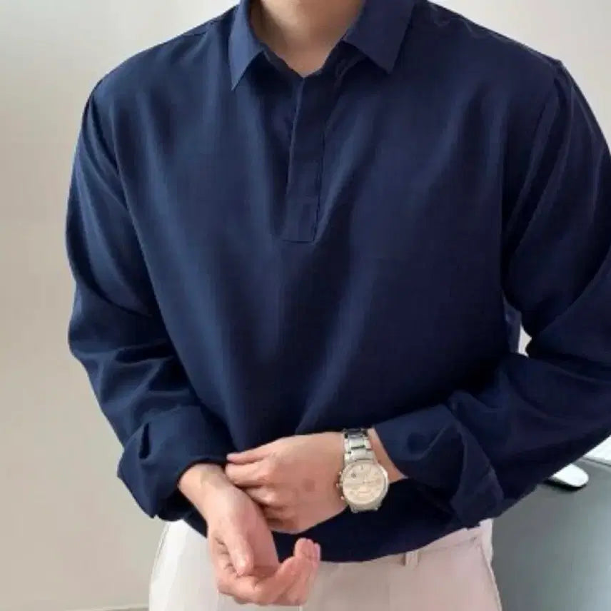 [BUNJANG] More Standard Navy Linen Shirt L / 모어스탠다드 네이비 린넨 셔츠 L