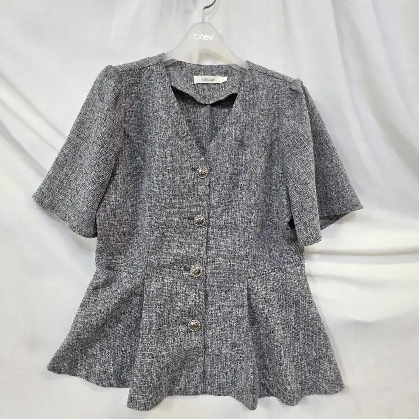 [BUNJANG] CHICLINE Tweed Grey Short Sleeve Top Size 100 / CHICLIne 트위드여성그레이 반팔100