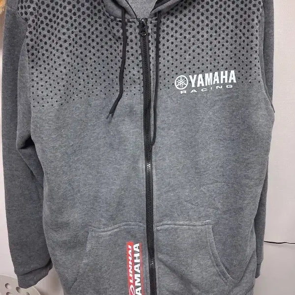 [BUNJANG] Yamaha Racing Logo Men's Hooded Zip-Up & Track Pants Training Set (2XL) / 야마하(YAMAHA) 레이싱 로고 남성용 후드 집업 및 트랙 팬츠 트레이닝 세트 그레이앤블랙(2XL) 모터사이클 마니아들을 겨냥한 스포티한 감성의 캐주얼 애슬레저 룩으로, 상의의