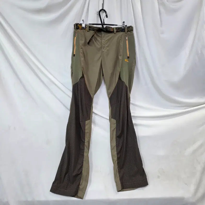 [BUNJANG] K2 Men's Khaki Pattern Color-Block Zip-Up Hiking Pants (Lightweight) / K2 등산남자 카키색 패턴 배색 집업바지76(얇음)