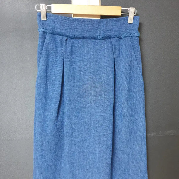 [BUNJANG] JILL Linen Pintuck Skirt Blue 55 / 진짜만원 JILL 린넨 정품 핀턱스커트 55 블루