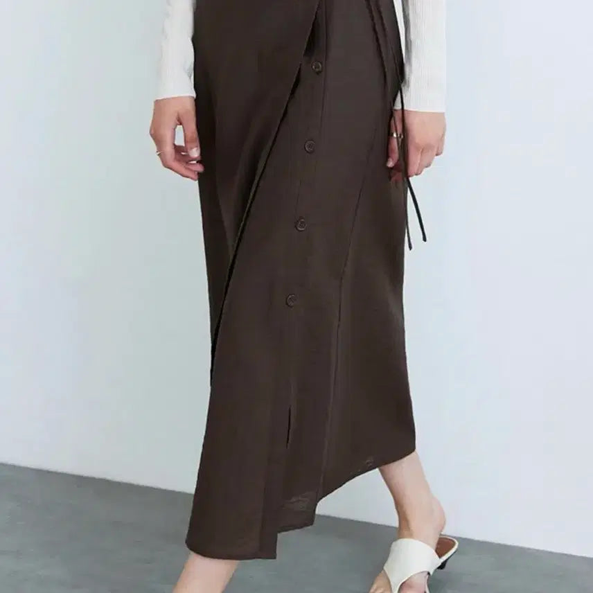 [BUNJANG] MIXXO Wrap Button Long Skirt / 미쏘 랩 버튼 롱 스커트