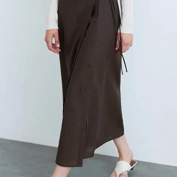 [BUNJANG] MIXXO Wrap Button Long Skirt / 미쏘 랩 버튼 롱 스커트