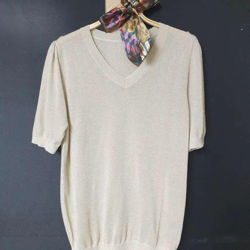 [BUNJANG] Brunello Cucinelli 20SS 77 Gold Pearl Half Sleeve Knit 95 / 진짜만원 20ss 브룬스바자 77 골드펄 반팔니트 95