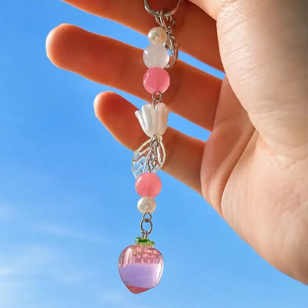 [BUNJANG] Handmade Peach Bead Keychain / [handmade] 복숭아 비즈 키링