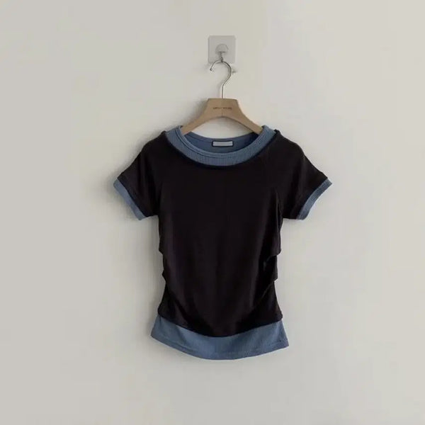 [BUNJANG] Layered Short Sleeve T-Shirt / 레이어드 반팔 티셔츠