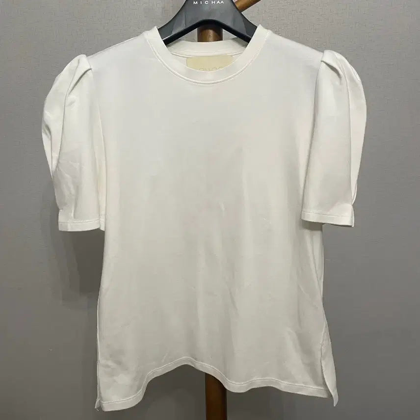 [BUNJANG] Ploomy Puff Short Sleeve T-Shirt White / 플로움 퍼프 반팔티 화이트