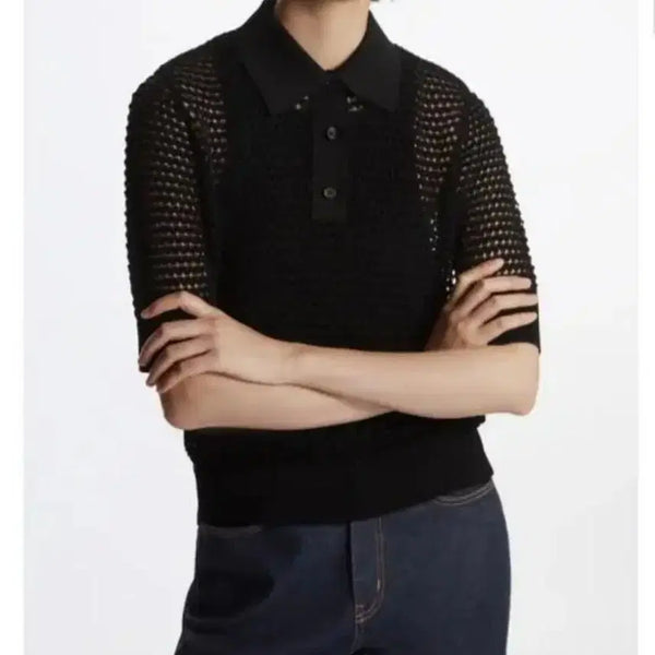 [BUNJANG] COS Open Knit Polo Shirt - Size M / COS 오픈 니트 폴로셔츠