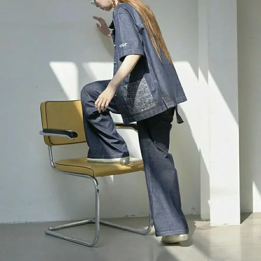 [BUNJANG] Lucky Chouette Casper Collaboration Denim Jacket / [새상품] 럭키슈에뜨 캐스퍼(Casper) 협업 자켓