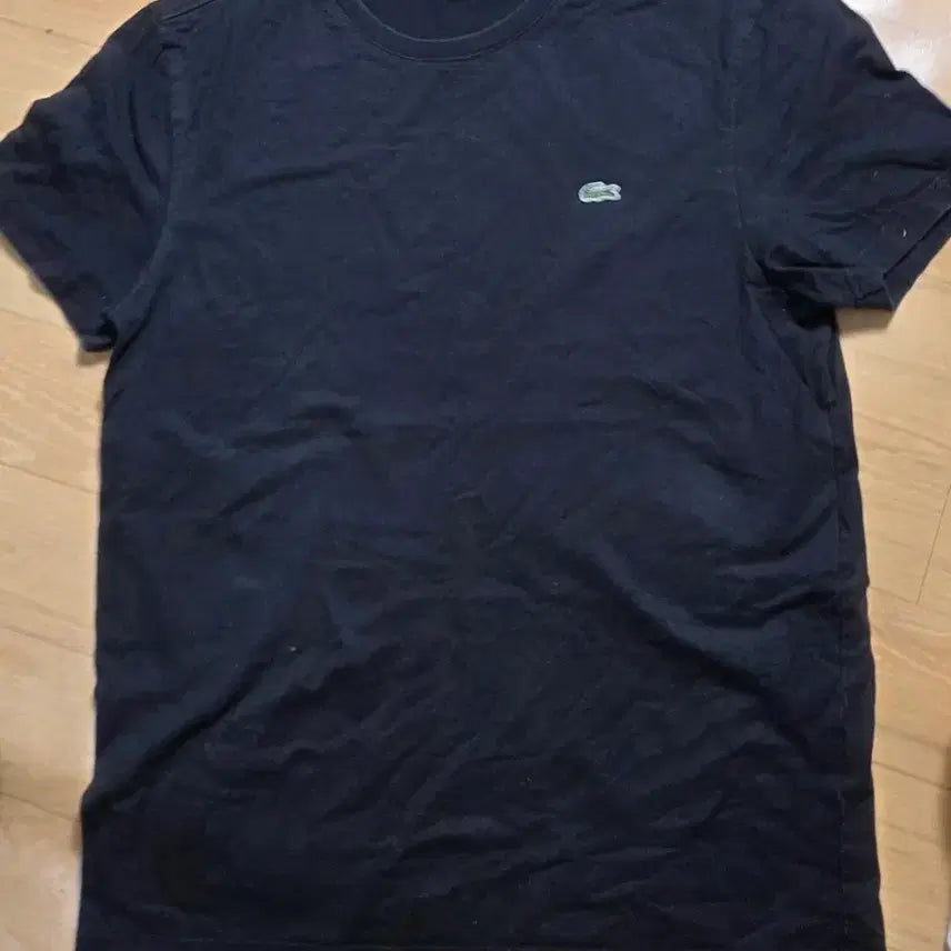 [BUNJANG] Lacoste Basic Logo Short Sleeve T-Shirt Black / 100.  라코스테 반팔티 블랙