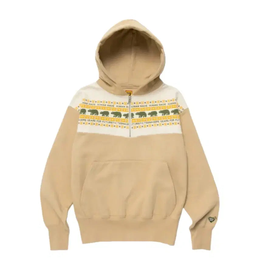 [BUNJANG] Human Made Half Zip Hoodie Beige L / 휴먼메이드 하프집 후드 베이지 L