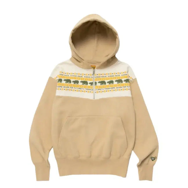 [BUNJANG] Human Made Half Zip Hoodie Beige L / 휴먼메이드 하프집 후드 베이지 L