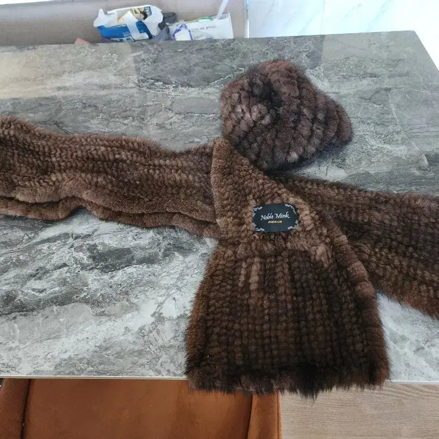 [BUNJANG] Real Mink Fur Scarf and Hat Set / 밍크목도리 모자
