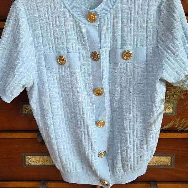 [BUNJANG] Gold Button Pattern Knit / 금장버트패턴 니트